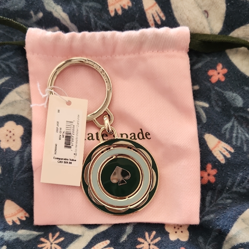 Kate Spade Deep Jade, Blue, Green and Silver Keychain
